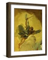 Angel with Sword and Shield, from the Fall of the Rebel Angels, Fresco, Grand Staircase (Detail)-Giambattista Tiepolo-Framed Giclee Print