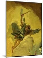 Angel with Sword and Shield, from the Fall of the Rebel Angels, Fresco, Grand Staircase (Detail)-Giambattista Tiepolo-Mounted Giclee Print