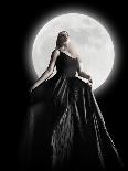 Dark Night Moon Girl With Black Dress-Angela Waye-Photographic Print