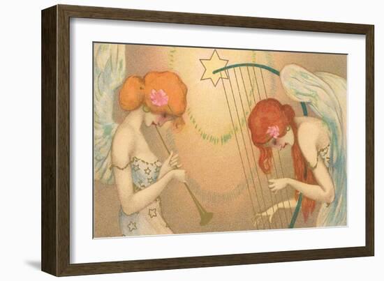 Angelic Musical Duo-null-Framed Art Print