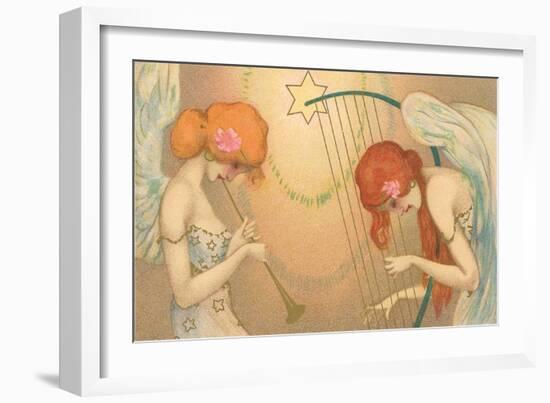 Angelic Musical Duo-null-Framed Art Print