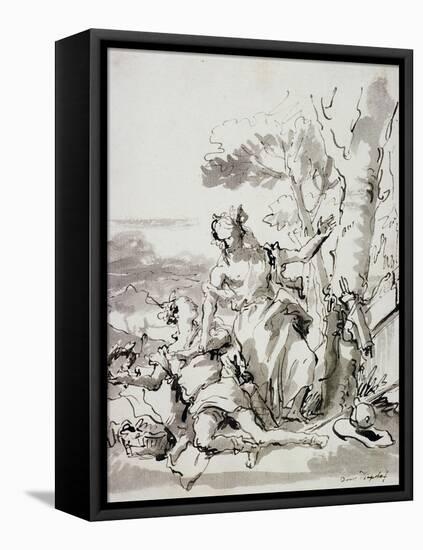 Angelica and Medoro-Domenico Tiepolo-Framed Stretched Canvas