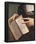 Angelo Bronzino (Portrait of Laura Battiferri, Detail: Book (Sonnets of Petrarch)) Art Poster Print-null-Framed Poster