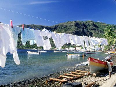 Drying Laundry on the Beach, St. Lucia