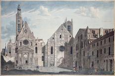 Facades of the Churches of St. Genevieve and St. Etienne Du Mont, Paris, C.1800-Angelo Garbizza-Framed Stretched Canvas
