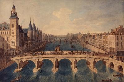 Le Pont au Change, le palais (conciergerie) et la Seine vers l'aval. Paris (Ier arr.), 1801-1850