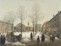 Piazza Della Loggia in the Snow in Brescia, 1879-Angelo Inganni-Giclee Print