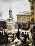 Milan, Piazza Borromeo under Snow-Angelo Inganni-Giclee Print