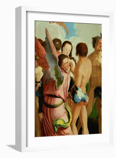 Angels among the Just. Detail of the left wing of the triptych The Last Judgement.-Lucas van Leyden-Framed Giclee Print