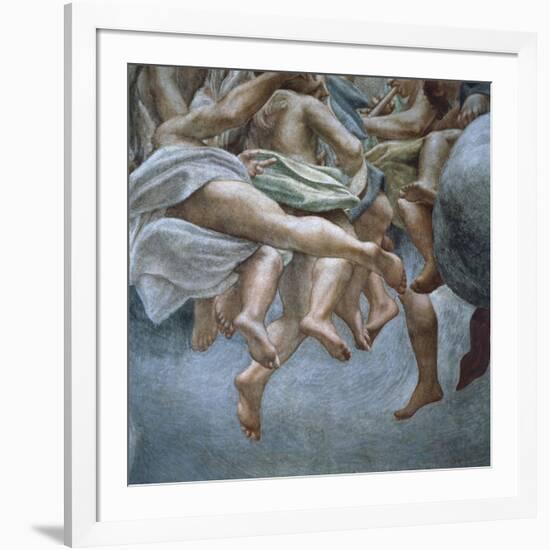 Angels, Detail of Frescoes from Section of Abraham and Isaac, from Dome of Parma Cathedral-Antonio Allegri Da Correggio-Framed Giclee Print