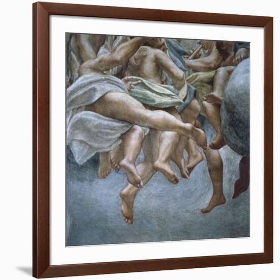 Angels, Detail of Frescoes from Section of Abraham and Isaac, from Dome of Parma Cathedral-Antonio Allegri Da Correggio-Framed Giclee Print