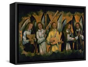 Angels making music; left panel of a triptych, around 1487-1490. Inv.778.-Hans Memling-Framed Stretched Canvas