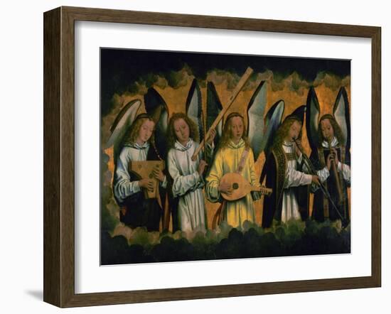 Angels making music; left panel of a triptych, around 1487-1490. Inv.778.-Hans Memling-Framed Giclee Print