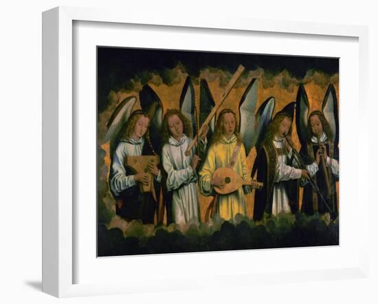 Angels making music; left panel of a triptych, around 1487-1490. Inv.778.-Hans Memling-Framed Giclee Print