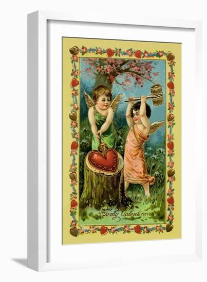 Angels Piercing a Heart-null-Framed Art Print