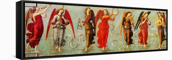 Angels Playing Musical Instruments, C.1475-97-Francesco Botticini-Framed Stretched Canvas