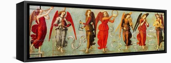 Angels Playing Musical Instruments, C.1475-97-Francesco Botticini-Framed Stretched Canvas