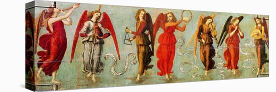 Angels Playing Musical Instruments, C.1475-97-Francesco Botticini-Stretched Canvas