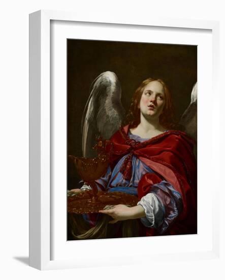 Angels with Attributes of the Passion: Angel Holding the Vessel and Towel for Washing the Hands of-Simon Vouet-Framed Giclee Print