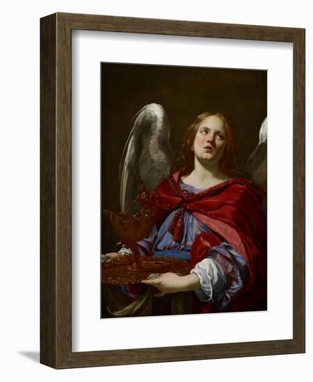 Angels with Attributes of the Passion: Angel Holding the Vessel and Towel for Washing the Hands of-Simon Vouet-Framed Giclee Print
