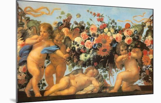 Angels with Garland of Flowers-Carlo Maratti-Mounted Art Print
