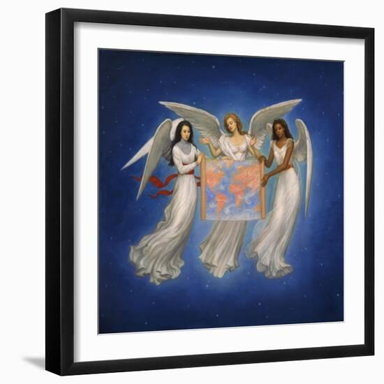 Angels with map-Edgar Jerins-Framed Giclee Print