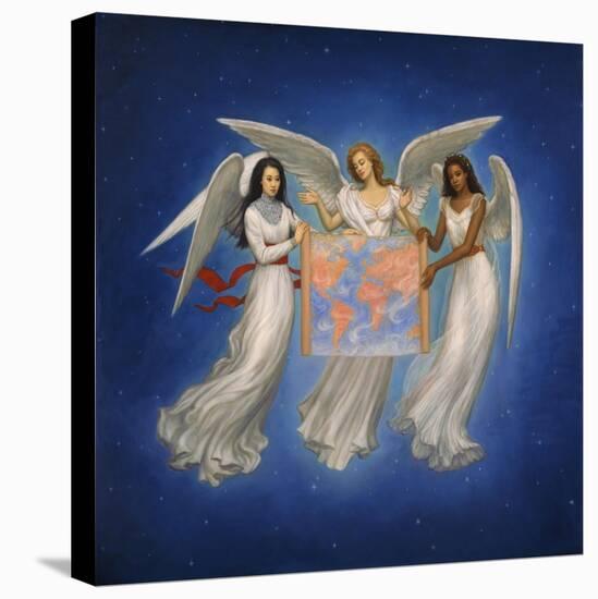 Angels with map-Edgar Jerins-Stretched Canvas