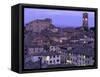 Anghiari at twilight, Vitaleta, Tuscany, Italy-Roland Gerth-Framed Stretched Canvas