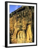 Angkor Thom, Terrace of Elephant, Cambodia-Walter Bibikow-Framed Premium Photographic Print