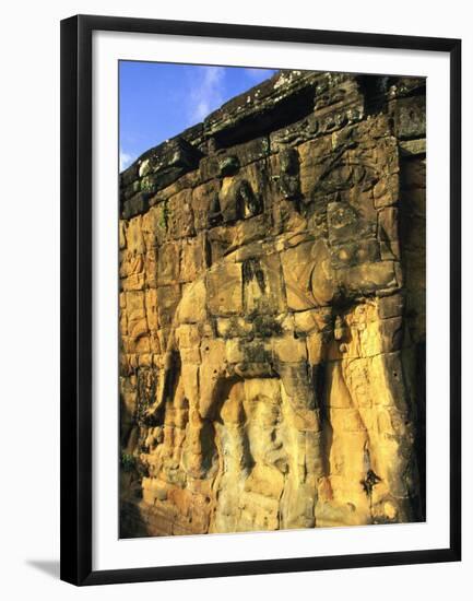 Angkor Thom, Terrace of Elephant, Cambodia-Walter Bibikow-Framed Premium Photographic Print