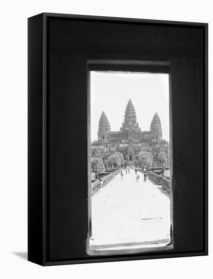 Angkor Wat Doorway View, Cambodia-Walter Bibikow-Framed Stretched Canvas