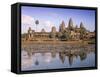 Angkor Wat Reflected in the Lake, Unesco World Heritage Site, Angkor, Siem Reap Province, Cambodia-Gavin Hellier-Framed Stretched Canvas