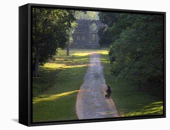 Angkor Wat, Temple Road, Cambodia-Walter Bibikow-Framed Stretched Canvas