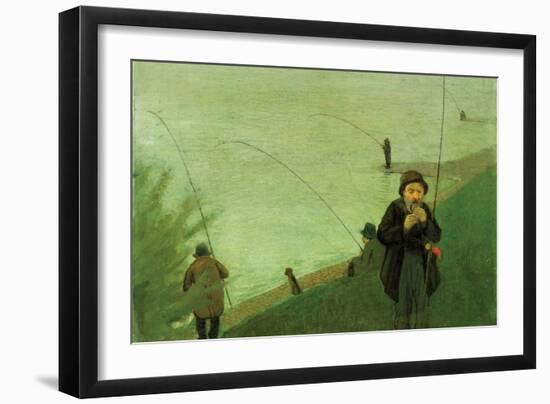 Anglers on the Rhine-Auguste Macke-Framed Art Print