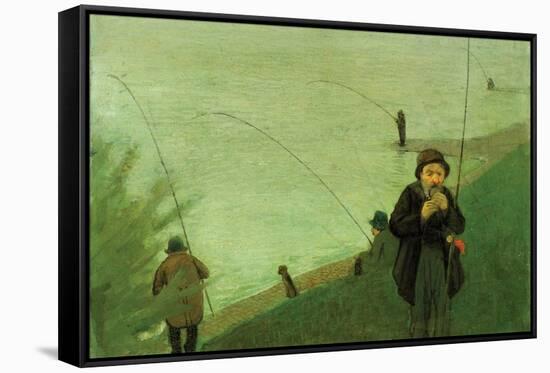 Anglers on the Rhine-Auguste Macke-Framed Stretched Canvas