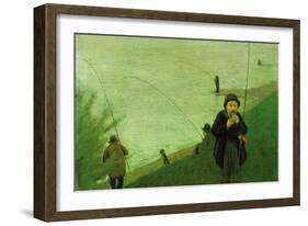 Anglers On The Rhine-Auguste Macke-Framed Art Print