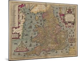 Anglia: England and Wales, 1579-Christopher Saxton-Mounted Giclee Print