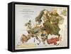 Angling in Troubled Waters, A Serio Comic Map of Europe, 1890-Frederick W Rose-Framed Stretched Canvas