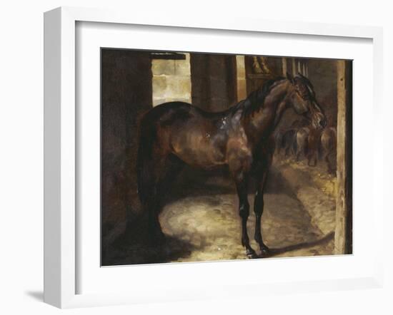 Anglo-Arabian Stallion in the Imperial Stables at Versailles-Théodore Géricault-Framed Giclee Print