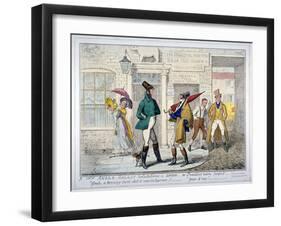 Anglo-Gallic Salutations in London - or Practice Makes Perfect -, 1835-Isaac Robert Cruikshank-Framed Giclee Print