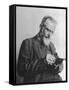 Anglo Irish Playwright George Bernard Shaw Writing in Notebook at "Pygmalion."-null-Framed Stretched Canvas