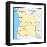 Angola Political Map-Peter Hermes Furian-Framed Art Print