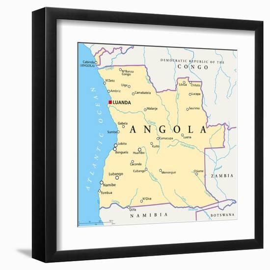 Angola Political Map-Peter Hermes Furian-Framed Art Print