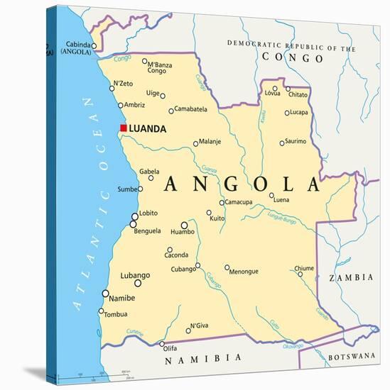 Angola Political Map-Peter Hermes Furian-Stretched Canvas