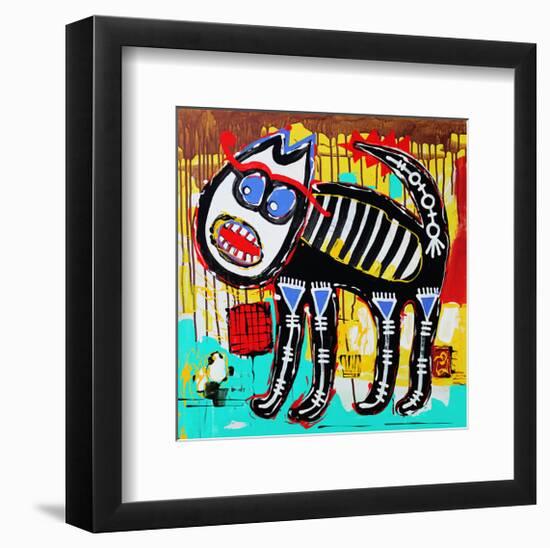 Angry Cat Doodle Acrylic Paint-null-Framed Art Print