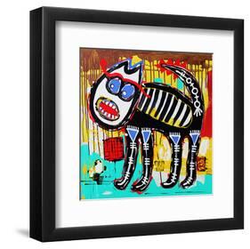 Angry Cat Doodle Acrylic Paint-null-Framed Art Print