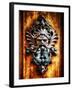 Angry Man Face Door Knocker in Florence-George Oze-Framed Photographic Print