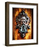 Angry Man Face Door Knocker in Florence-George Oze-Framed Photographic Print