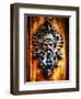 Angry Man Face Door Knocker in Florence-George Oze-Framed Photographic Print
