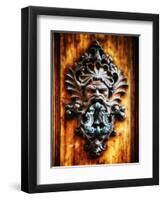 Angry Man Face Door Knocker in Florence-George Oze-Framed Photographic Print